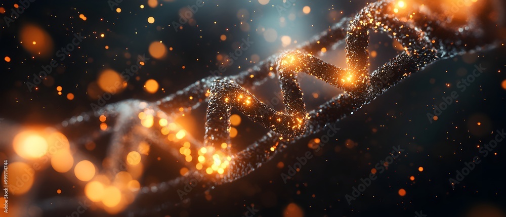 Aufkleber abstract dna structure with glowing particles