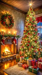 Festive Merry Christmas Scene