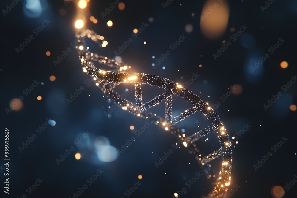 Poster elegant dna strand with sparkling effect