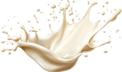 White Chocolate Milk Splash on white background