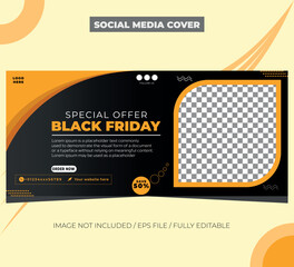 Typography banner for Black Friday. Modern minimal  text symbol of Black Friday with discount offer. Design template for Black Friday sale, promotion, advertising and social media ad.