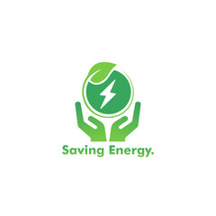Energy saving logo vector. symbol of caring for the environment and nature by saving electrical energy.