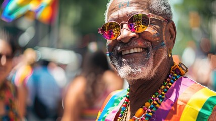 A person wearing a vibrant shirt and sunglasses, possibly for a fun outing or casual event