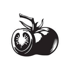 tomato silhouette vector illustration ,tomato black silhouette vector illustration design 