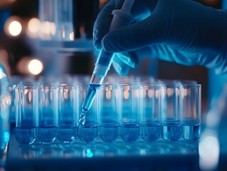 Scientific Experiment with Pipette in Laboratory Setting