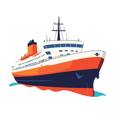vector sea ship flat style on white background .Generative AI