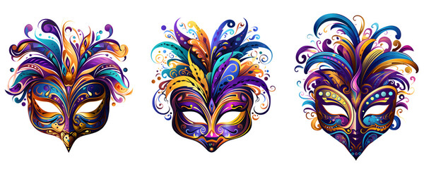 Colorful Mardi Gras Mask, transparent background