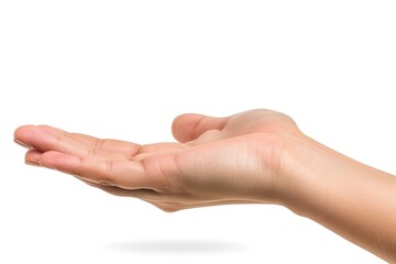 A person holds out their hand against a white background, perfect for use in educational or training materials