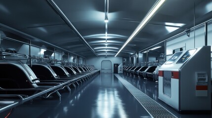 Naklejka premium Futuristic Industrial Facility Interior