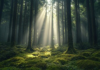 Obraz premium Sunrays Forest.
