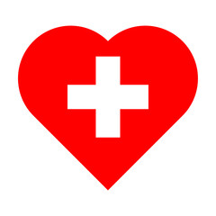 Heart-shaped icon in the colors of the flag of Switzerland. 