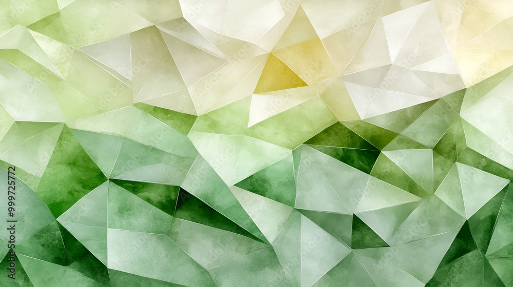 Wall mural abstract geometric design with green and yellow hues creating a modern textured background