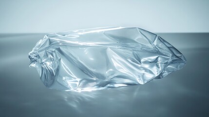 Obraz premium Transparent plastic bag floating in the water, minimalistic art concept