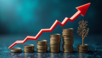  Prosperity on the rise  Financial growth symbolized by coins and a growth chart