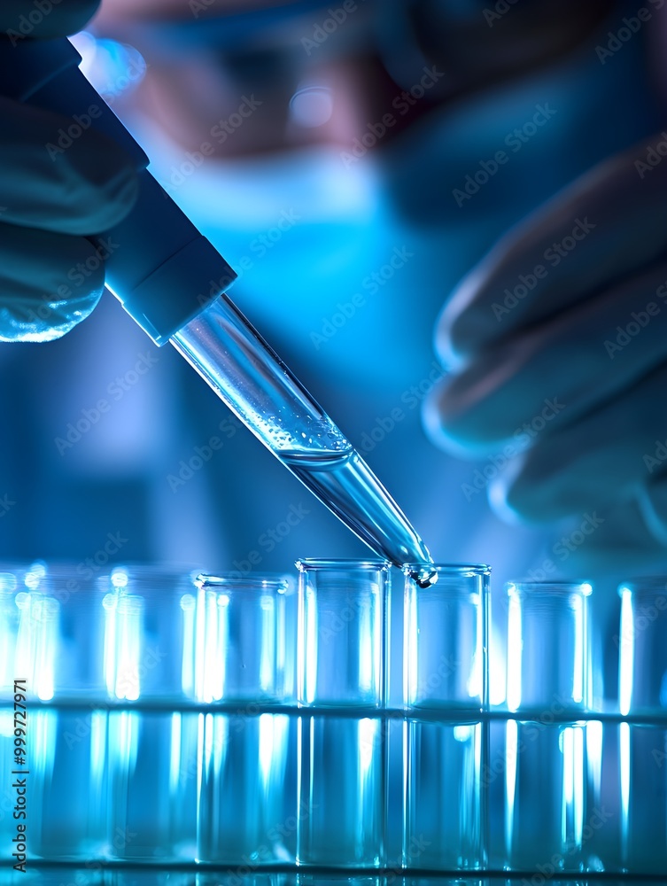 Poster Laboratory Experiment with Pipette and Test Tubes