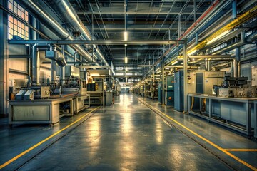 Obraz premium Factory interior with many machines and equipment