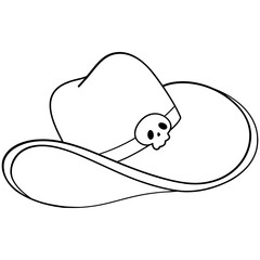 Cut Cowboy Hat decorate with skull coloring Cartoon Illustration