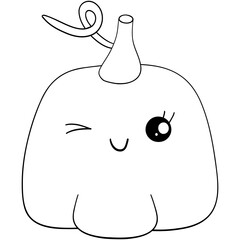 Cut pumpkin Ghost Halloween coloring Cartoon Illustration