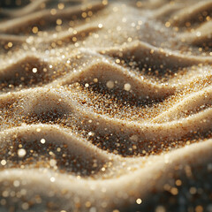 A detailed macro photo of sand showcases intricate textures and shimmering particles, creating...