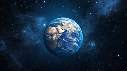 A 3D Globe of Earth in the Night Sky with Stars and Moon
