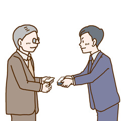 名刺交換するビジネスマン