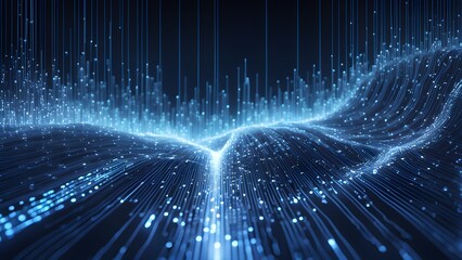 Abstract digital background with blue glowing lines and particles, creating a futuristic and technological feel.