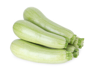 Many fresh ripe zucchinis isolated on white