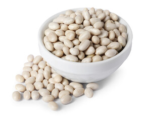 Dried beans in bowl isolated on white
