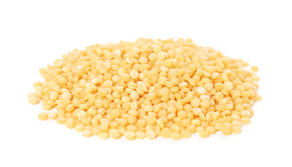 Heap of raw couscous isolated on white