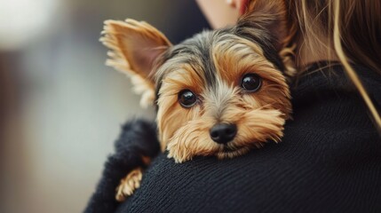 Adorable Yorkshire Terrier Dog Gazing with Curious Eyes