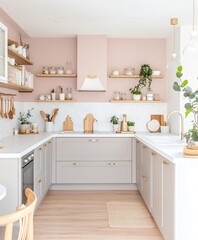 modern kitchen interior, pastel