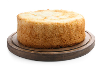 One tasty sponge cake isolated on white