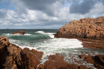 Jolis paysages de mer sur la côte de granit rose en Bretagne -France
