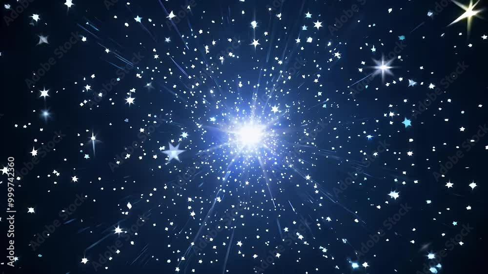 Wall mural stunning 4k video features mesmerizing motion shiny stars twinkling black background creating enchan