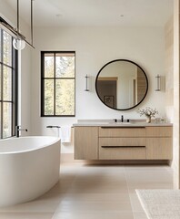 modern bathroom interior with bathtub