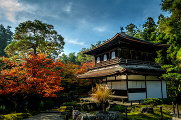 Ginkaku-ji, the silver pagoda or pavillion with autumn colours, Kyoto
