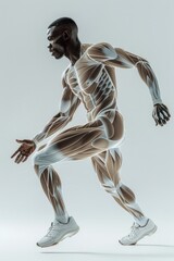 A man is shown running with his muscles visible, perfect for sports or fitness related themes