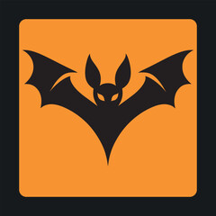 Minimalist black bat silhouette flying for halloween and gothic vector design