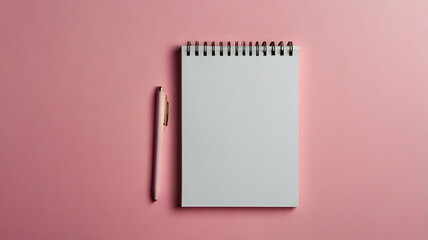  Blank notepad white page on pink desk color