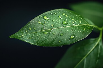 Dew on Green Leaf.