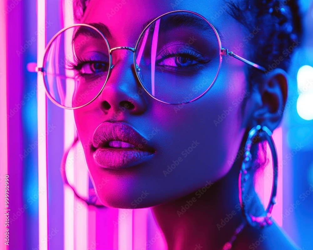 Wall mural neon portrait.