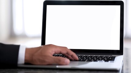 Laptop With Blank Screen, Business Work