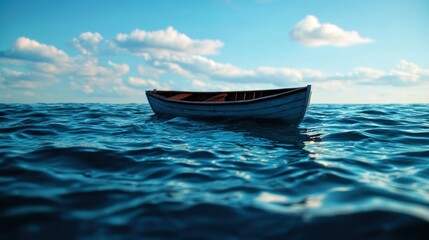 Fototapeta premium Scenic View of a Boat Floating on Calm Water