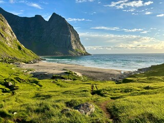 Kvalvika Beach, Moskenes, Norwegen