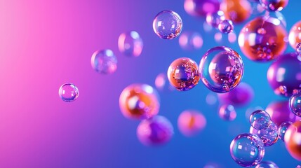 Fototapeta premium Colorful Bubbles in Mid-Air on Minimal Background