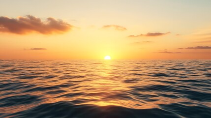 Fototapeta premium A serene sunset over gentle ocean waves, casting a golden glow across the water, embodying peace and tranquility.