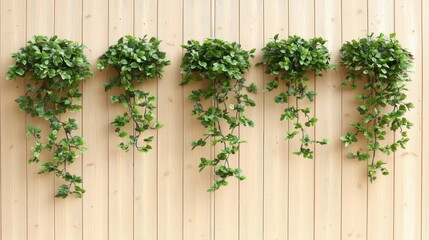 A rustic wooden fence adorned with lush climbing plants, creating a serene natural backdrop for any creative project