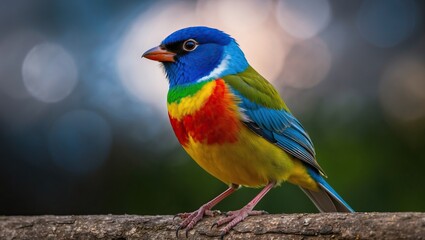 Obraz premium Vibrant bird perched on a branch, showcasing stunning colorful plumage, highlighting the beauty of wildlife and nature in a vivid and tranquil setting