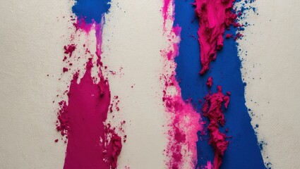 Obraz premium Vibrant abstract texture featuring bold blue and pink colors on a neutral wall, showcasing creative artistic expression and modern design