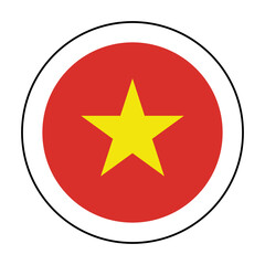 A round icon in the colors of the Vietnamese flag. 